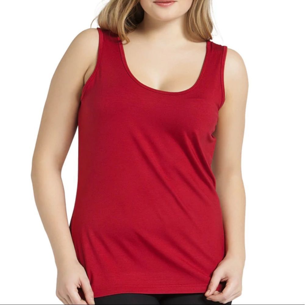 Tops & Plus cherry red tank top ample length and coverage plus plus 5X